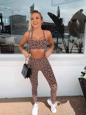 White Fox Boutique Leopard Print Leggings - Tan Black
